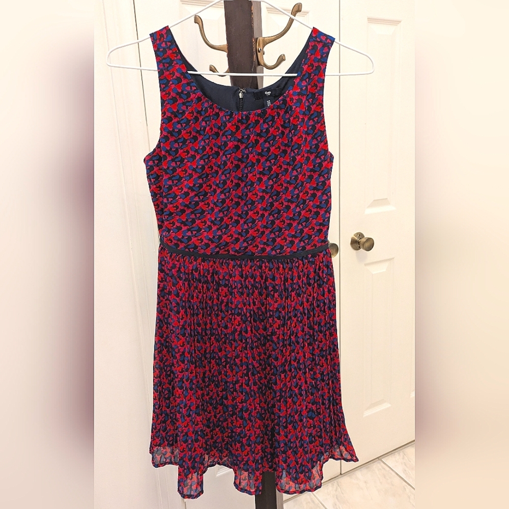 Gap Printed Flowy Dress, Red and Blue (size 0, women)